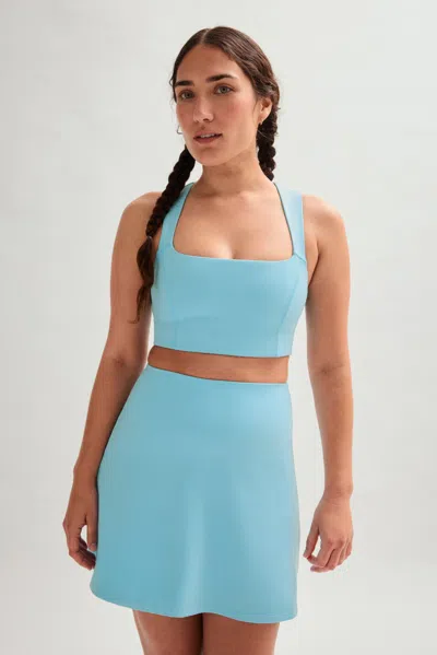 Girlfriend Collective Snowcap Natalie Seamed Bra In Blue