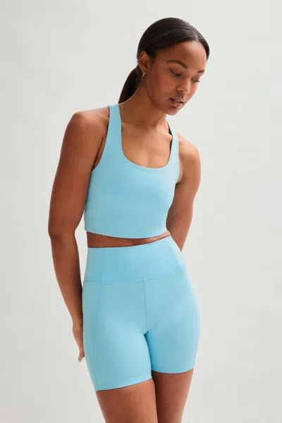 Girlfriend Collective Snowcap Paloma Racerback Bra In Blue