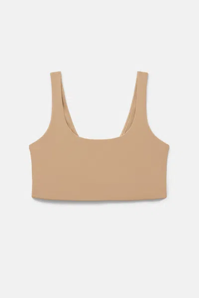 Girlfriend Collective Suede Scoop Bralette In Brown