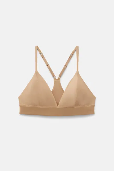 Girlfriend Collective Suede Triangle Bralette In Neutral