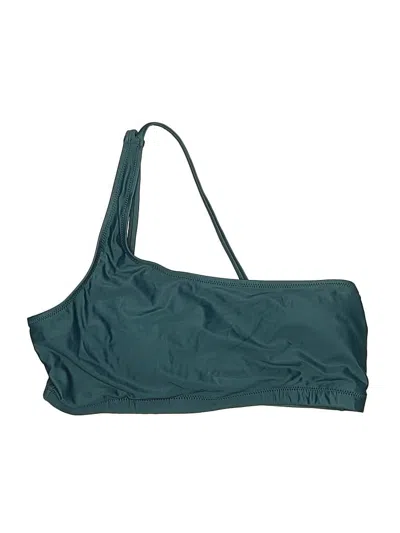 Pre-owned Girlfriend Collective Swimsuit Top Teal Solid Pattern Swimwear