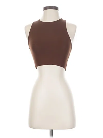 Pre-owned Girlfriend Collective Tank Top Brown Halter Neckline Tops