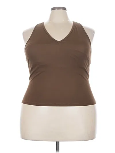 Pre-owned Girlfriend Collective Tank Top Brown Halter Neckline Tops