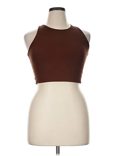 Pre-owned Girlfriend Collective Tank Top Brown Halter Neckline Tops
