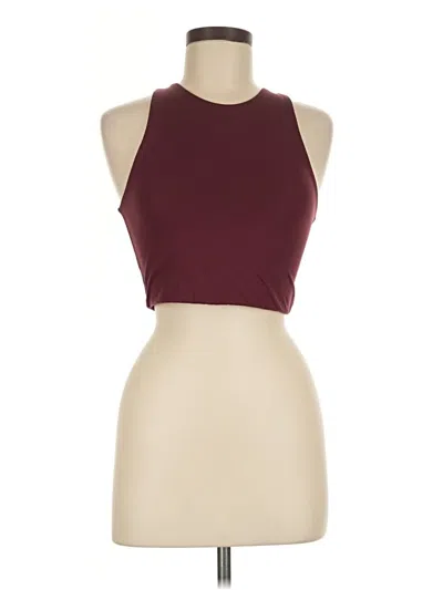Pre-owned Girlfriend Collective Tank Top Burgundy Halter Neckline Tops