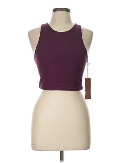 Pre-owned Girlfriend Collective Tank Top Burgundy Halter Neckline Tops