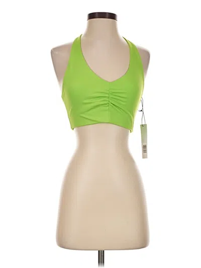 Pre-owned Girlfriend Collective Tank Top Green Solid Pattern V-neck Tops
