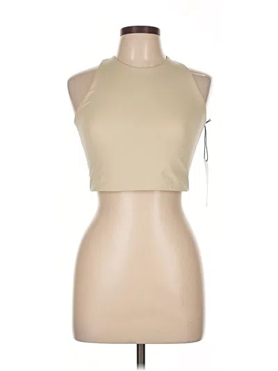 Pre-owned Girlfriend Collective Tank Top Tan Halter Neckline Tops In Brown