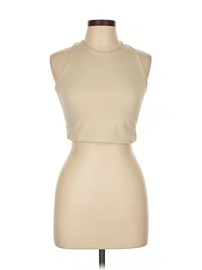 Pre-owned Girlfriend Collective Tank Top Tan Halter Neckline Tops In Brown