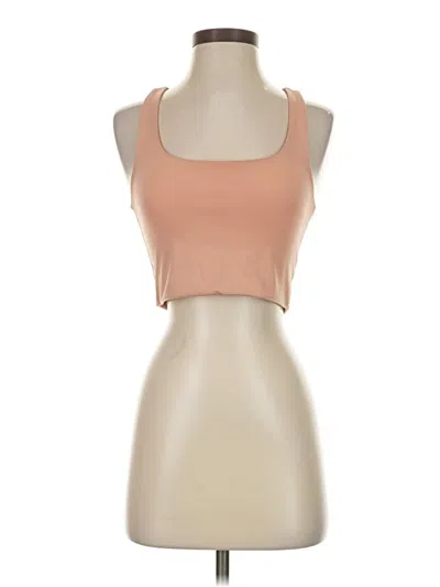 Pre-owned Girlfriend Collective Tank Top Tan Halter Neckline Tops In Brown