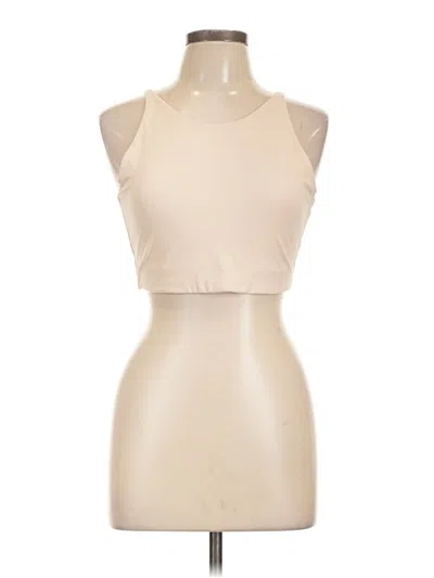 Pre-owned Girlfriend Collective Tank Top Tan Halter Neckline Tops In Brown