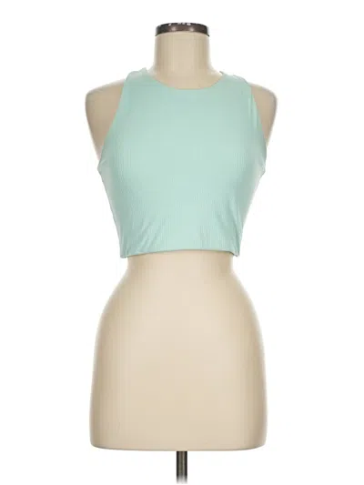 Pre-owned Girlfriend Collective Tank Top Teal Halter Neckline Tops