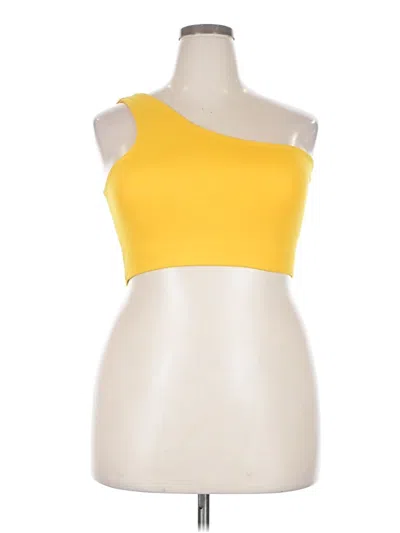 Pre-owned Girlfriend Collective Tank Top Yellow One Shoulder Neckline Tops