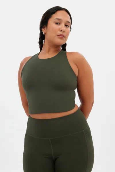 Girlfriend Collective Terrace Dylan Tank Bra In Green