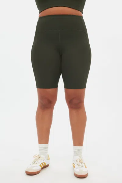 Girlfriend Collective Terrace High-rise Pocket Bike Short In Green