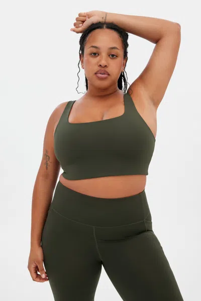 Girlfriend Collective Terrace Tommy Cropped Bra In Green