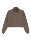 Girlfriend Collective Vega Half-zip Sweatshirt In Brown