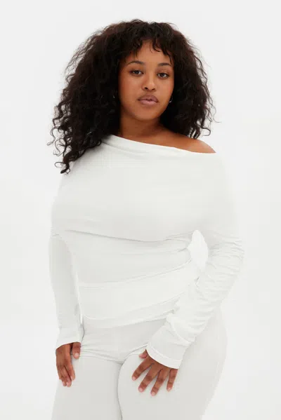Girlfriend Collective White Ayden Cowl Neck Top