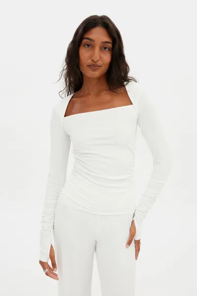 Girlfriend Collective White Genevieve Long Sleeve Top