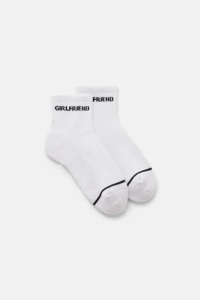 Girlfriend Collective White/black Quarter Crew Sock
