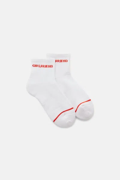 Girlfriend Collective White/blood Orange Quarter Crew Sock