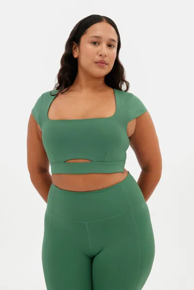 Girlfriend Collective Willow Farrah Cap Sleeve Bra In Green