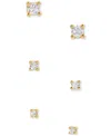 Girls Crew 18k Gold-plated 3-pc. Set Mixed Size Crystal Stud Earrings In Gold