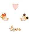 Girls Crew 18k Gold-plated 4-pc. Set Mixed Crystal Forever Love Single Stud Earrings In Gold