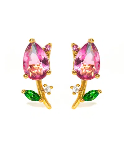Girls Crew Kids' Crystal Blossoming Gold Plated Tulip Studs