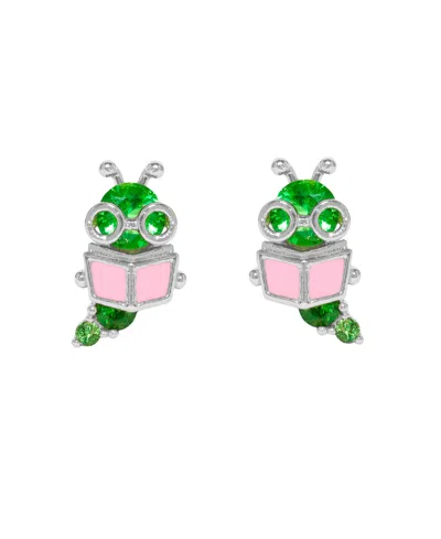 Girls Crew Crystal Bookworm Stud Earrings In Silver