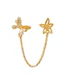Girls Crew Crystal Butterfly Effect Flat Back Gold Plated Double Earrings In Gold