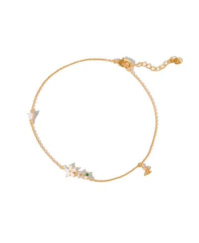 Girls Crew Crystal Butterfly Meadow Anklet In Gold