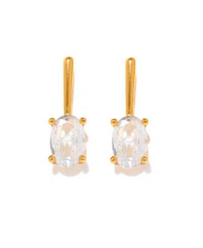 Girls Crew Crystal Cancun Oval Bar Stud Earrings In Gold