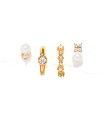 Girls Crew Crystal Cozumel Imitation Pearl Earring Set In Gold