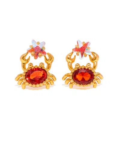 Girls Crew Crystal Crab Shack Stud Earrings In Gold