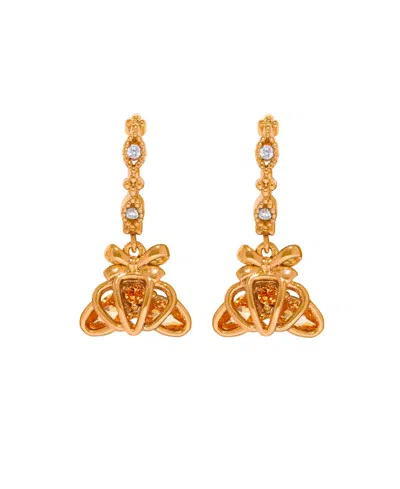 Girls Crew Crystal Croissant Dangle Hoop Earrings In Gold