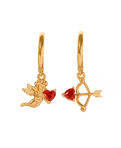 Girls Crew Crystal Cupid's Match Dangle Hoop Earrings In Gold