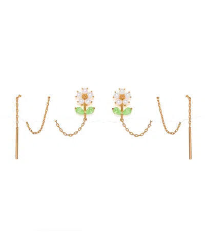 Girls Crew Crystal Daisy Petal Threader Earrings In Gold