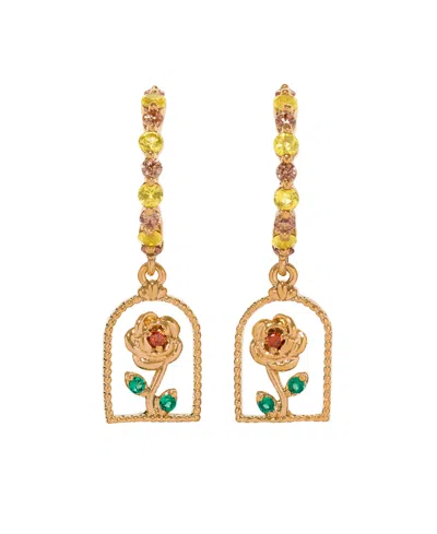 Girls Crew Crystal Disney Beauty And Beast Enchanted Rose Hoop Earrings In Multi