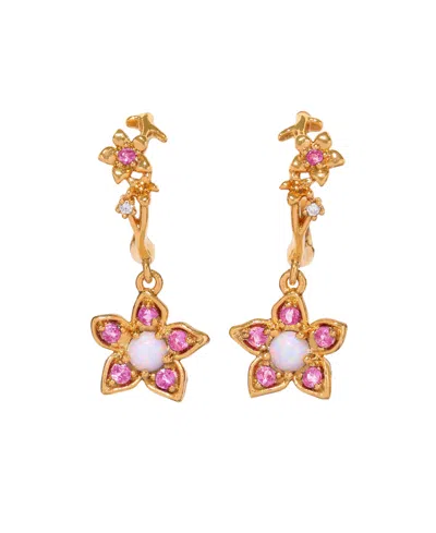 Girls Crew Crystal Disney Princess Mulan Flower Hoop Earrings In Gold