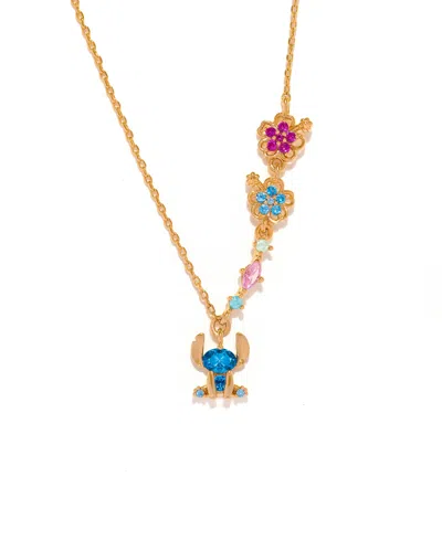 Girls Crew Crystal Disney Stitch Hibiscus Necklace In Gold