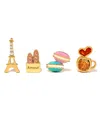 Girls Crew Crystal Enamel Cafe De Paris Stud Set In Gold