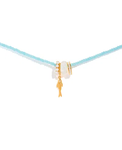 Girls Crew Crystal Fish Out Of Water Beaded Necklace In Blue