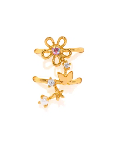 Girls Crew Crystal Flower Lane Cuff Crawler Earrings In Gold