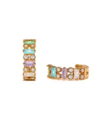 Girls Crew Crystal Gold Plated Aloe Hoop Earrings