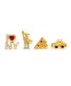 Girls Crew Crystal Gold Plated Big Apple Stud Set In Gold