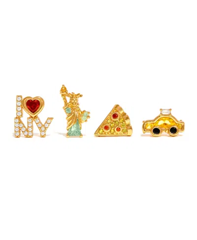 Girls Crew Kids' Crystal Gold Plated Big Apple Stud Set