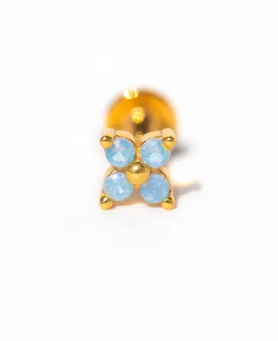Girls Crew Crystal Gold Plated Blue Blossom Flat Back Earrings