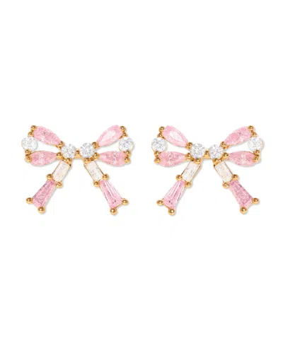Girls Crew Crystal Gold Plated Chasse Bow Studs