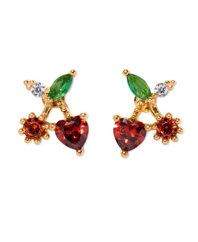 Girls Crew Crystal Gold Plated Cherry On Top Studs